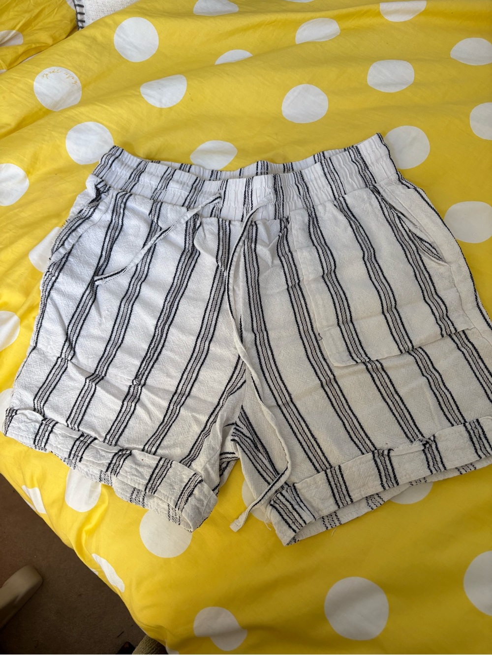 YMI White and Black Striped Drawstring Women’s Shorts